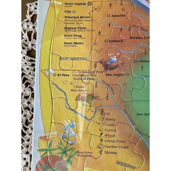 Texas Puzzle - NIP - Texas Frame Tray Puzzle 1992 - Rainbow Works - 11” X 14” - Picture 7 of 7